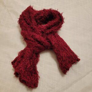 Winter Red Neck Scarf Burgundy Red Fluffy Winter Cozy Warm Long OS One Size